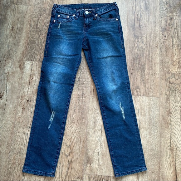Distressed True Religion Blue Jeans Junior’s Size 16 - Picture 3 of 13